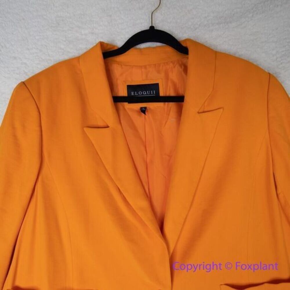 Eloquii Orange Long‎ Sleeve Blazer With Pockets Plus Size 14 - Picture 3 of 14